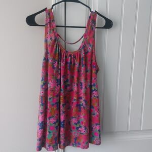Natural Life Pink Floral Scoop Neck Tank Top